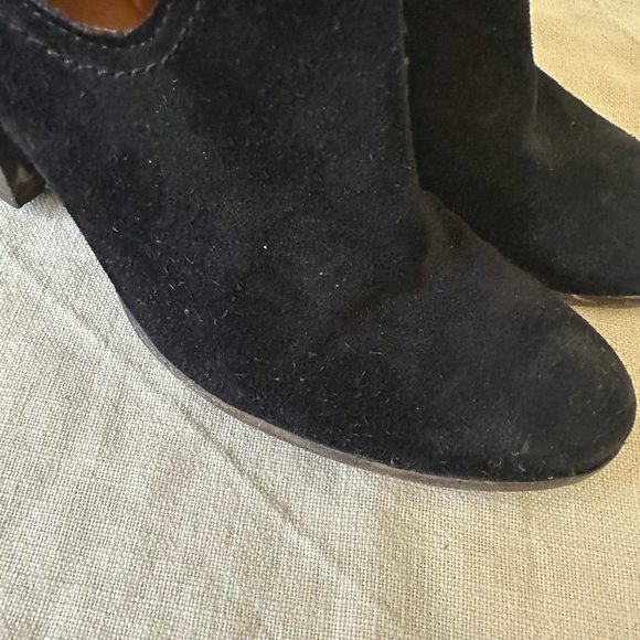 FRYE Meghan Suede Bootie Black Cutout Ankle Boots Buckle - Picture 6 of 11